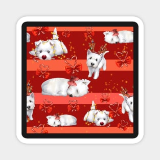 Christmas Westies red pattern Magnet