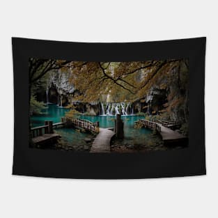 Waterfall and bridges Tapestry