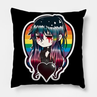 Black Heart, dripped eyes and Rainbow! Pillow