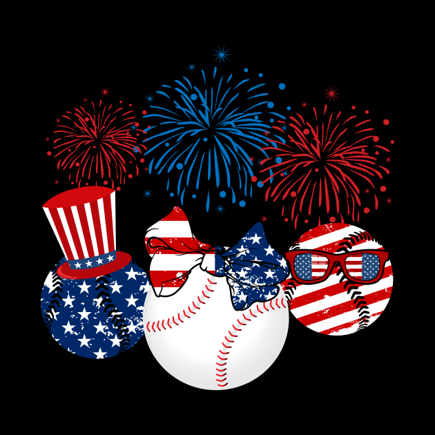 Baseball American Flag Fireworks by Flavie Kertzmann