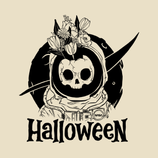 Halloween Skeleton Nasa Astronaut T-Shirt