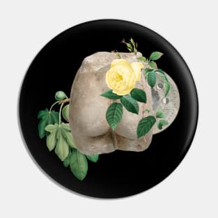 Surreal Collage Art, Floral Nude Sculpture with Moon Phases Pin