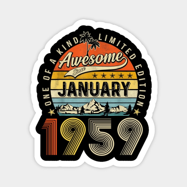 Awesome Since January 1959 Vintage 64th Birthday Magnet by cogemma.art