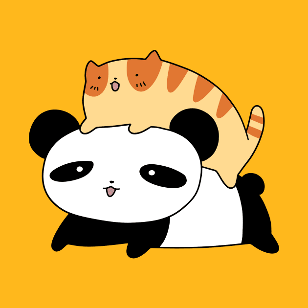 Panda and Orange Tabby Cat by saradaboru
