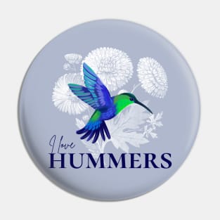 I love Hummers - Hummingbird Colibri Floral Pin