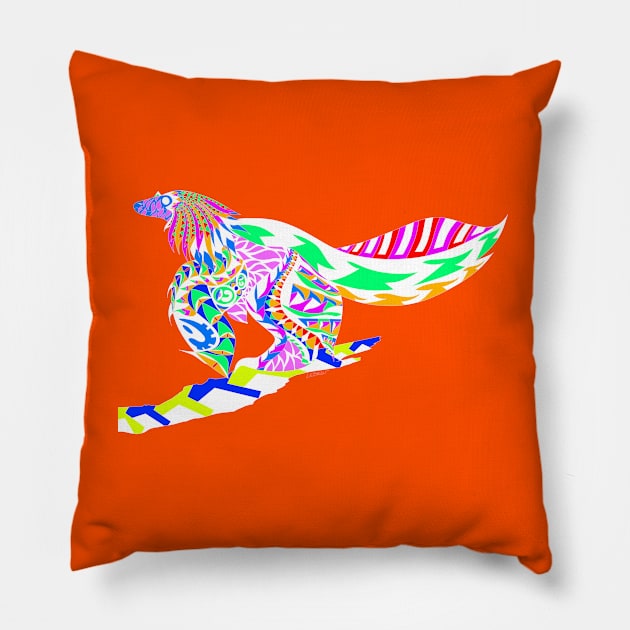 feathered wings in floral aztec design the dinosaur bird fossil vector Pillow by jorge_lebeau