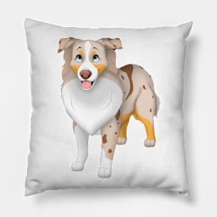 Red Merle Miniature American Shepherd Dog Blue Eyes Pillow