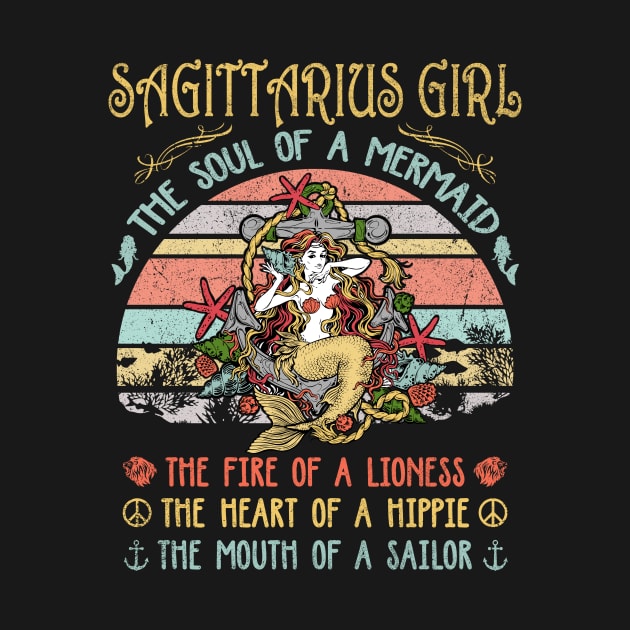 Sagittarius Girl The Soul Of A Mermaid Vintage Birthday Gift by Presnall