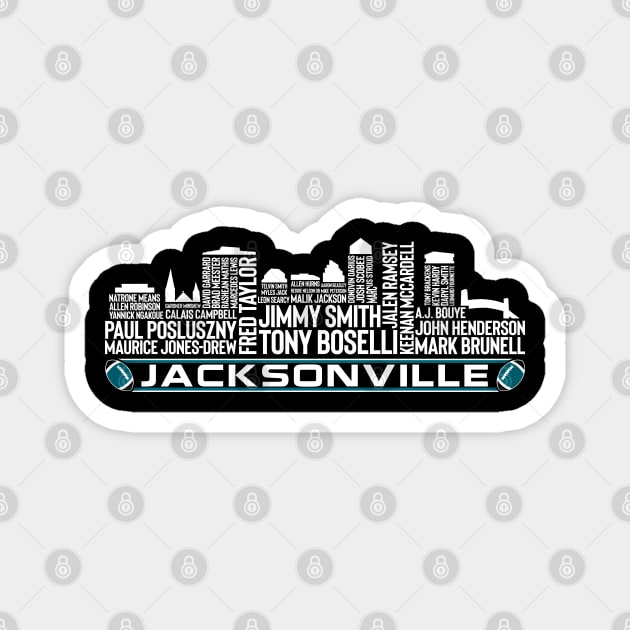 Jacksonville Football Team All Time Legends, Jacksonville City Skyline Magnet by Legend Skyline