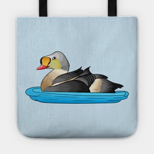 King eider bird cartoon illustration Tote