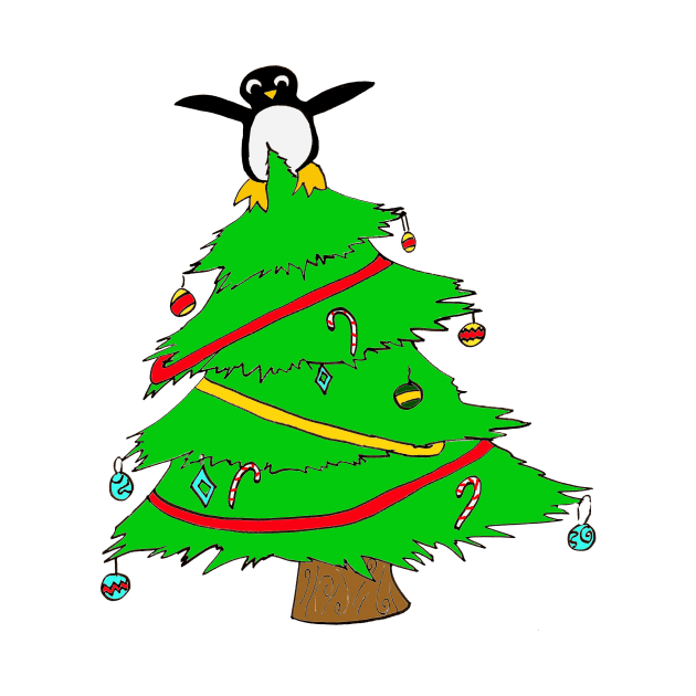 Penguin at the top of the Xmas tree by drknice