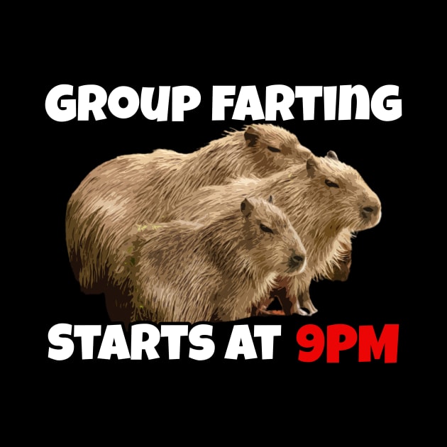 Group Farting Starts at 9PM - Funny Capybara Capy Meme by TheMemeCrafts