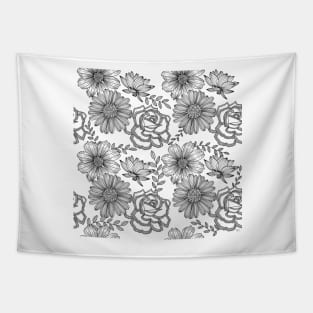 Flowers Line Art - Lavender Tapestry