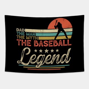 Dad The Man The Myth The Baseball Legend Shirt Men, Vintage Baseball Player Dad T-shirt, Father's Day Gift for Baseball Coach Fan Tapestry