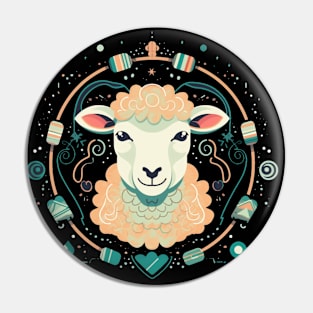 Sheep in Ornament, Love Farm Animals Pin