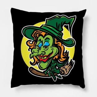 Witch on Broomstick Pillow