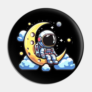 Cute astronaut on the moon Pin