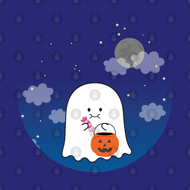 Gordie the Ghost (night sky) | by queenie's cards by queenie's cards