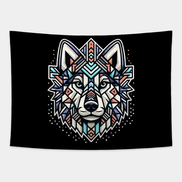 Geometric dog face Tapestry by  El-Aal