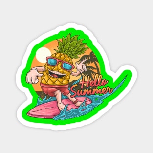 Summer Pineapple Tropical Beach Surfing Magnet