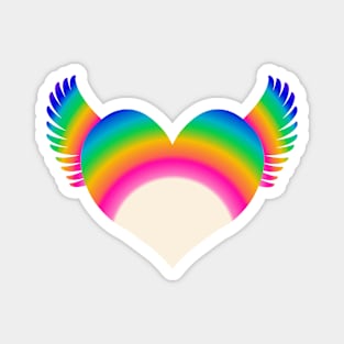 Winged Rainbow Heart Magnet