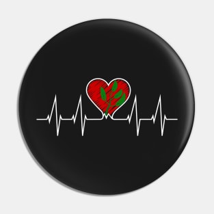 Vegan Heartbeat - Vegetarian Green Leaf Tshirt Pin