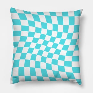 Twisted Checkered Square Pattern - Sky Blue Pillow