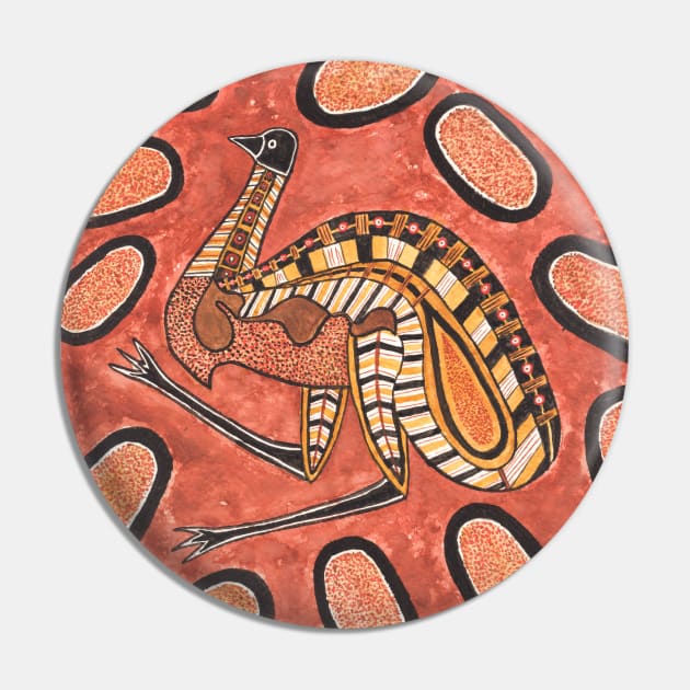 Emu - Aboriginal Inspired Art Painting Pin by seanfleming