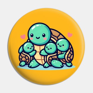 Turtle Mom and Babies Pin