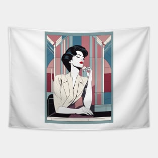 Rebelle Rouge Art Deco Patrick Nagel 80s Tapestry