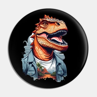 Dinosaur Roar Tropical Adventure AI Art Pin