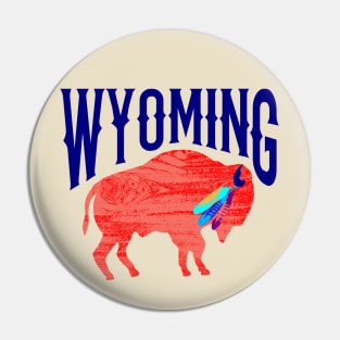 Wyoming Buffalo Eagle Feathers Pin