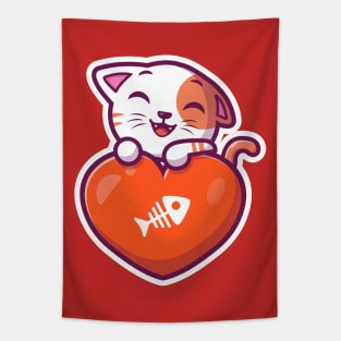 Cute cat love Tapestry