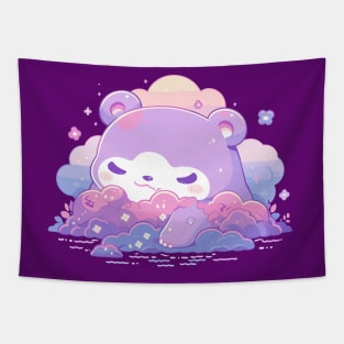 Cute Fluffy Purple Baby Kawaii Cloud Bear Tapestry