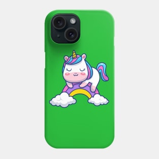 Cute Unicorn Sleeping On Rainbow Cartoon Phone Case