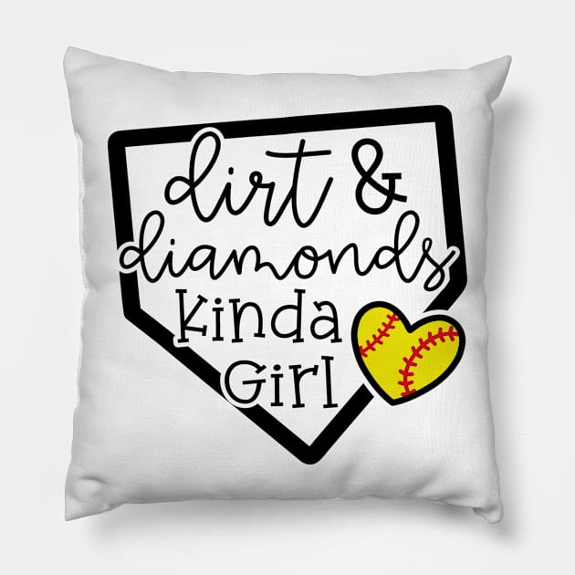 Dirt and Diamonds Kinda Girl Softball Baseball Cute Funny Pillow by GlimmerDesigns