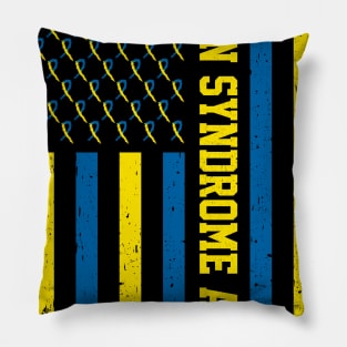 Down Syndrome Aunt Vintage US Flag Pillow