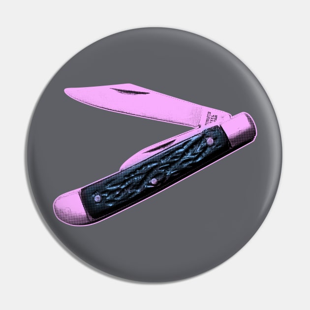 Pocket Knife in Retro Pink and Blue Pin by callingtomorrow