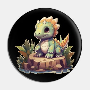 Cute Cuddly Chibi T-Rex Isometric Dinosaur Pin