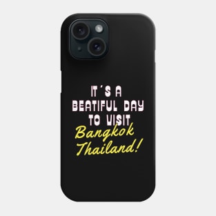 Bangkok Thailand. White text. Gift ideas for the travel enthusiast. Phone Case