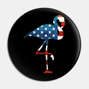 4th of July Flamingo American flag USA Pin