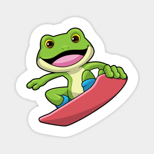 Frog as Snowboarder with Snowboard Magnet