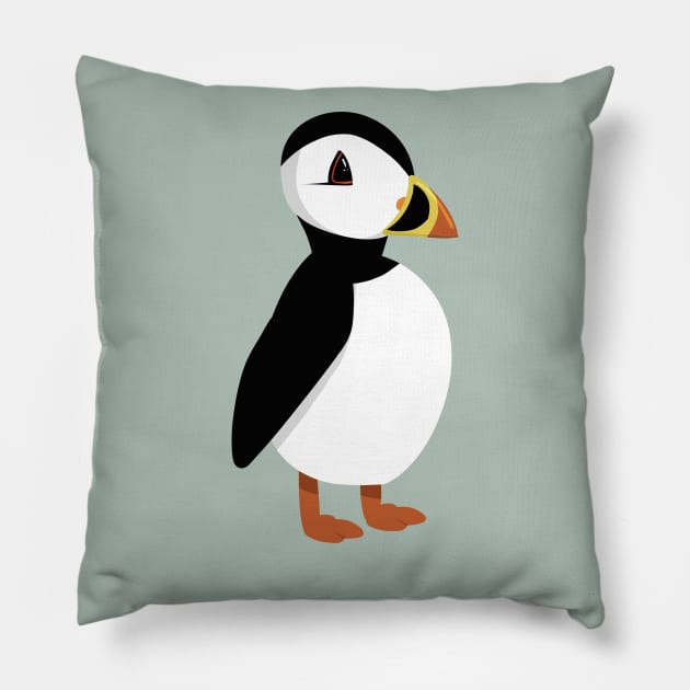 Puffin Illustration Pillow by PandLCreations