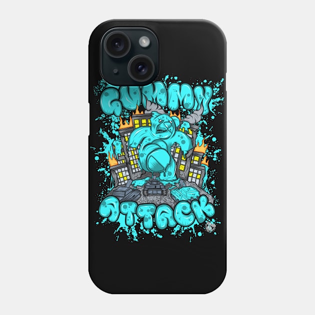 Attack of the Gummybear Blue Phone Case by GeryArts