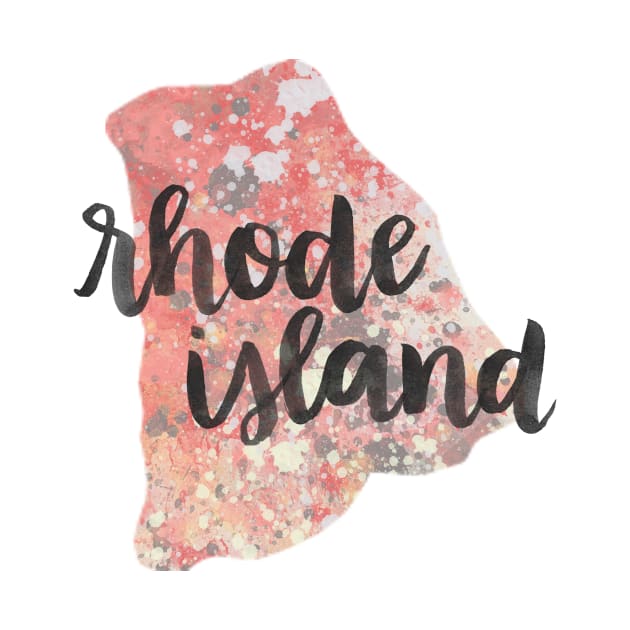 rhode island - calligraphy and abstract state outline by randomolive