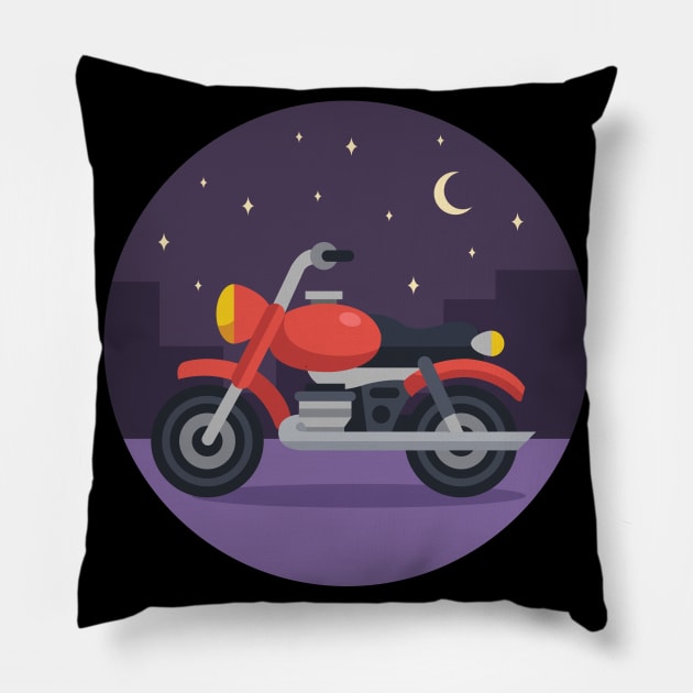 Motorcycling at night - Moon Night Midnight Biker Pillow by Shirtbubble