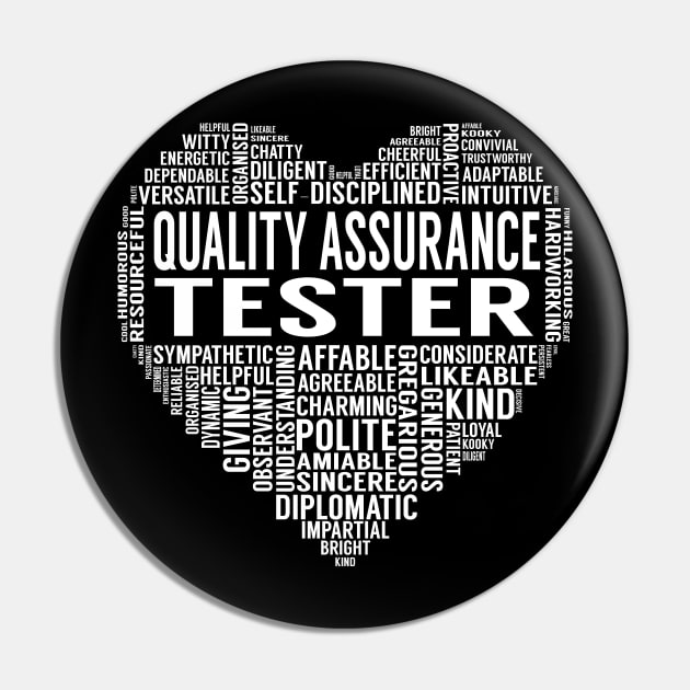 Quality Assurance Tester Heart Pin by LotusTee