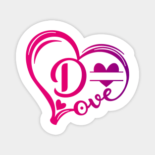 letter d monogram in the shape of love Magnet