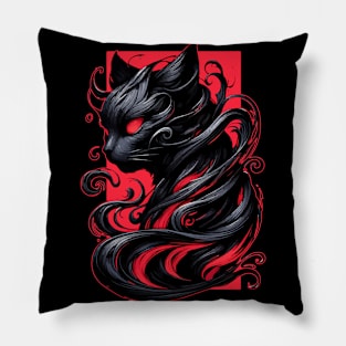 Cool Funny Abstract Art Black Cat Demon Pillow