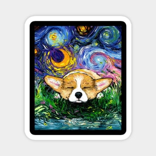 Sleepy Corgi Night Magnet